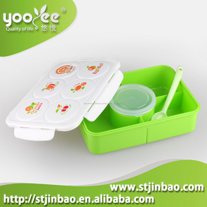 Haute qualité <span class=keywords><strong>3</strong></span> compartiment boîte à Lunch <span class=keywords><strong>Bento</strong></span> boîte cuillère en plastique contenant - Product Image 5