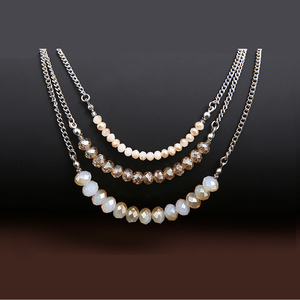 Kalung manik-manik cinta wanita gaya Eropa dan Amerika, Kalung manik-manik nasi kaca tiga lapis - Product Image 2
