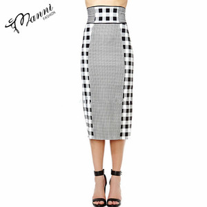 Manni contraste guinga imprime faldas en <span class=keywords><strong>un</strong></span> panel diseño cintura banda para <span class=keywords><strong>un</strong></span> ajuste favorecedor y lateral sexy hendidura - Product Image 4