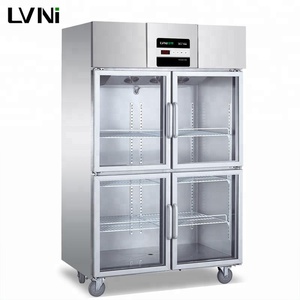 LVNI usine vente chaude hôtel cuisine 4 portes en verre affichent réfrigérateur congélateur pour <span class=keywords><strong>restaurant</strong></span> - Product Image 1