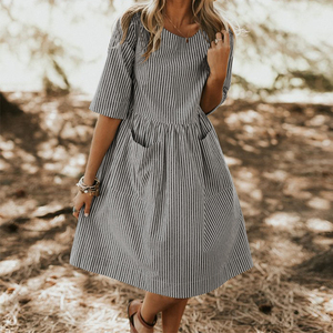 sachin and babi light blue dress Women Casual V Neck Hawaiian Midi Dress With Pockets – Cloudclosetstudio main image 0