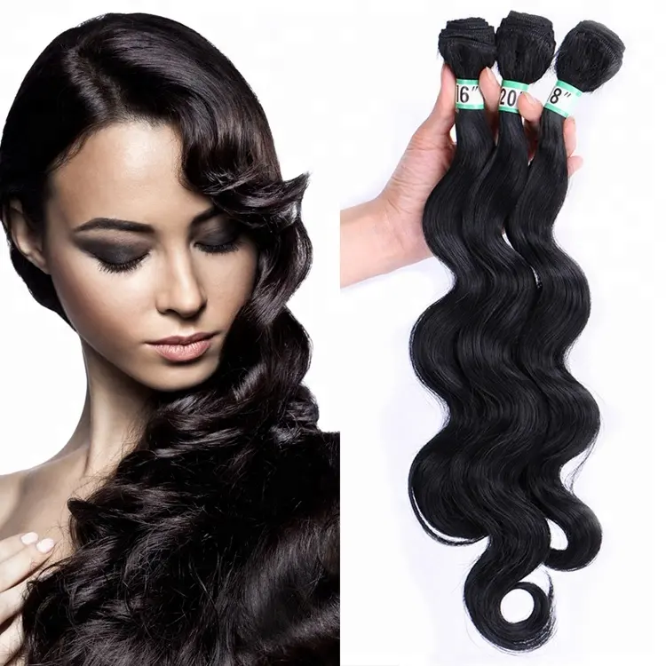 Cheap Brazilian Natural 3pcs/lot 16" 18" 20" Long Body Wavy Hair Weave Bundles for African American Women