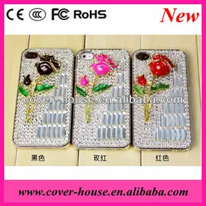 3d bling kristal yapay elmas çiçek durumda apple iphone 4 4s 5g aksesuar