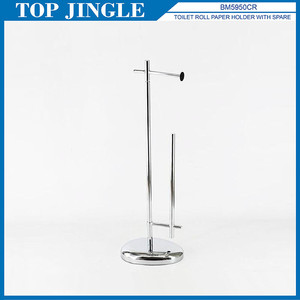 Porte-rouleau de papier toilette chromé unique avec support de secours - Product Image 1