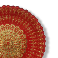 Assiette de présentation décorative rouge pour mariage, 13 pouces, avec motif floral, prix abordable, pour réceptions de mariage