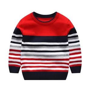 OEM ultimo disegno manica lunga girocollo a righe pullover maglione disegni per i bambini