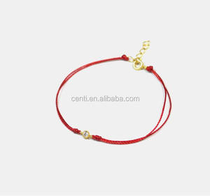 Oro incorniciato zircone fascino braccialetto di corda rosso diamante di fascino sottile stringa braccialetto fortuna desideri bracciale per i regali di compleanno - Product Image 3