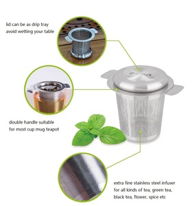 Ensemble d'accessoires pour le thé avec cuillère, tasse, passoire, filtre à thé, infuseur à thé en acier inoxydable avec double poignée - Product Image 6