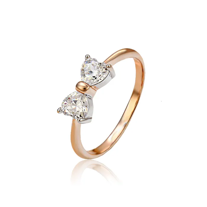 13097 चीन थोक xuping उच्च गुणवत्ता गहने Bowknot महिला फैशन गहने सोने की अंगूठी डिजाइन जेड आकर्षण अंगूठी