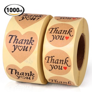 Autocollant de remerciement personnalisé en forme de cœur, étiquette en papier kraft en rouleau, autocollant de remerciement pour enveloppe - Product Image 2