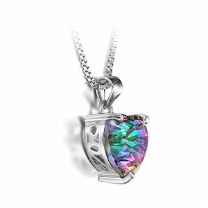 Collar con Colgante <span class=keywords><strong>de</strong></span> Corazón Cóncavo <span class=keywords><strong>de</strong></span> Cuarzo Místico al por Mayor 2018, Diseño Vintage, <span class=keywords><strong>Plata</strong></span> <span class=keywords><strong>de</strong></span> Ley 925 <span class=keywords><strong>de</strong></span> Jewelry Palace - Product Image 3