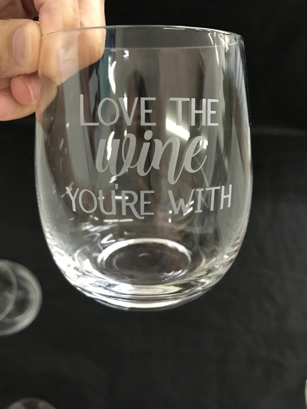 high quality 18 oz stemless wine glass OEM etched logo dishwasher safe wine glass cup