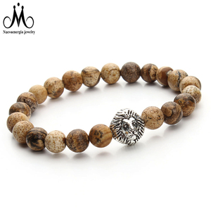 Freestyle bilezik tasarım kafa aslan baykuş buda kafatası Charm gümüş altın mat oniks siyah akik boncuk bilezik - Product Image 2