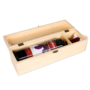 Caja de almacenamiento de madera para botellas de <span class=keywords><strong>vino</strong></span>, caja de regalo con bisagras y cierre de madera de pino, Etiqueta Privada - Product Image 4