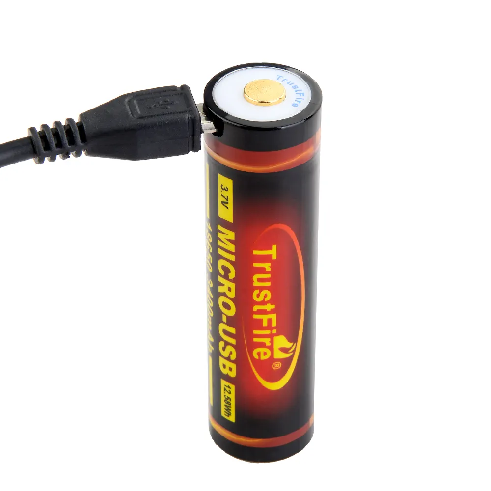 Trustfire 3.7V batterie USB rechargeable 3400mAh li ion 18650