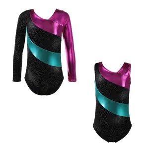 Nhà máy Trong kho Bán Buôn Giá Rẻ Cô Gái dài tay áo trẻ em thể dục leotards cho bán