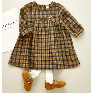 baby girl plaid tunic dress children girls long sleeve winter shirt midi dress for 2-4years girls