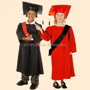 Toga di laurea bambino, nero e rosso bambini toga di laurea, scuola materna toga di laurea