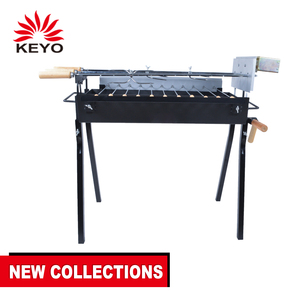 Barbecue de jardin extérieur noir à quatre pieds, barbecue électrique à broche rotative automatique, barbecue au charbon de bois - Product Image 1
