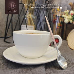 Set di Tazze in <span class=keywords><strong>Porcellana</strong></span> Bianca con Logo Personalizzato per Cappuccino, Espresso, <span class=keywords><strong>Caffè</strong></span> Etiope e Tè al Latte - Product Image 2