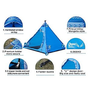 GSD Outdoor Camping <span class=keywords><strong>Tipi</strong></span> Indian Tent Outdoor Outdoor Adult Camping Tipee Tent Lightweight Family Beach Pyramid Tent - Product Image 3