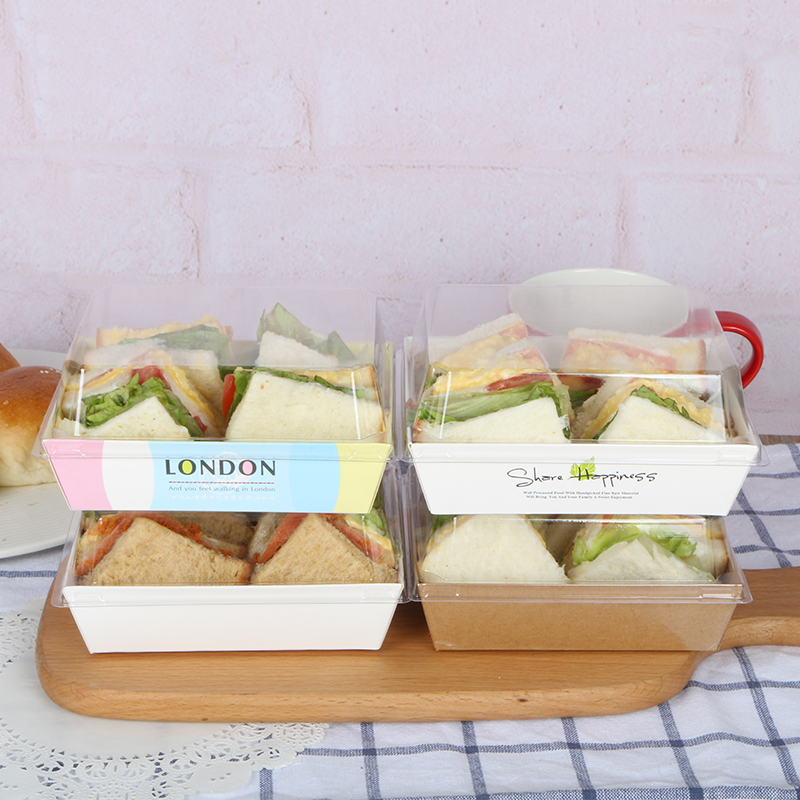 Paper Sandwich Box with Window Box for food packing Food Grade Disposable Kraft Paper Container treat Cake Box