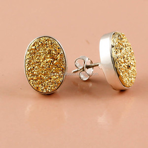 Boucles d'oreilles en argent sterling 925 avec pierres précieuses Druzy Bijoux fins en argent antique pour les mariages Fournisseur en gros - Product Image 1