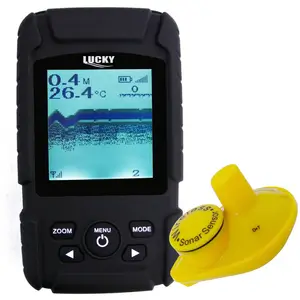 Lucky bateria recarregável à prova d' água, localizador de peixes sem fio 2-131ft sensor 125khz sonar contorno de frequência