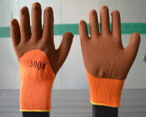 Caliber 10 nap lining latex crinkle latex gloves cheap work gloves security gloves ppe - Product Image 3