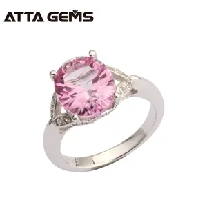 Natural Pink Topaz Ring Sterling Silver 4.5 Carats Ladies' Women Wedding Fine Jewelry Pink Sapphire Stone Ring