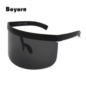 BOYARN Vintage Extra Oversize Visor Shield <span class=keywords><strong>Occhiali</strong></span> <span class=keywords><strong>Da</strong></span> <span class=keywords><strong>Sole</strong></span> Donne Flat Top Maschera A Specchio Shades Uomini Piatto Antivento Eyewear UV400 SS529 - Product Image 1