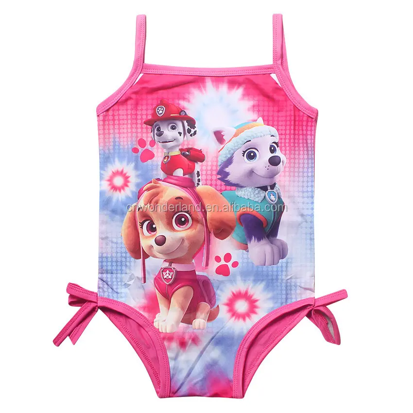 2016 Crianças de moda Swimwear Uma Peça Cão de patrulha impresso Menina Crianças Sexy Strap Swimsuit