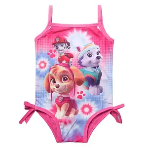 2016 Fashion Kids One Piece Swimwear Dog patrol printed Girl Children Sexy Strap Swimsuit