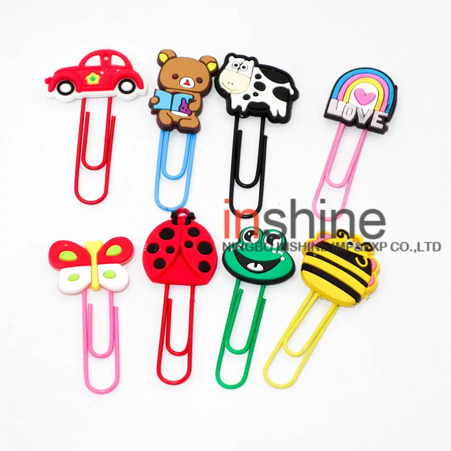 Cute cartoon figure rubber paper clips , animal soft pvc paper clips