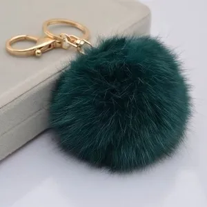 En gros Mignon Véritable Moelleux Lapin Boule De Fourrure Pom Pom Porte-clés