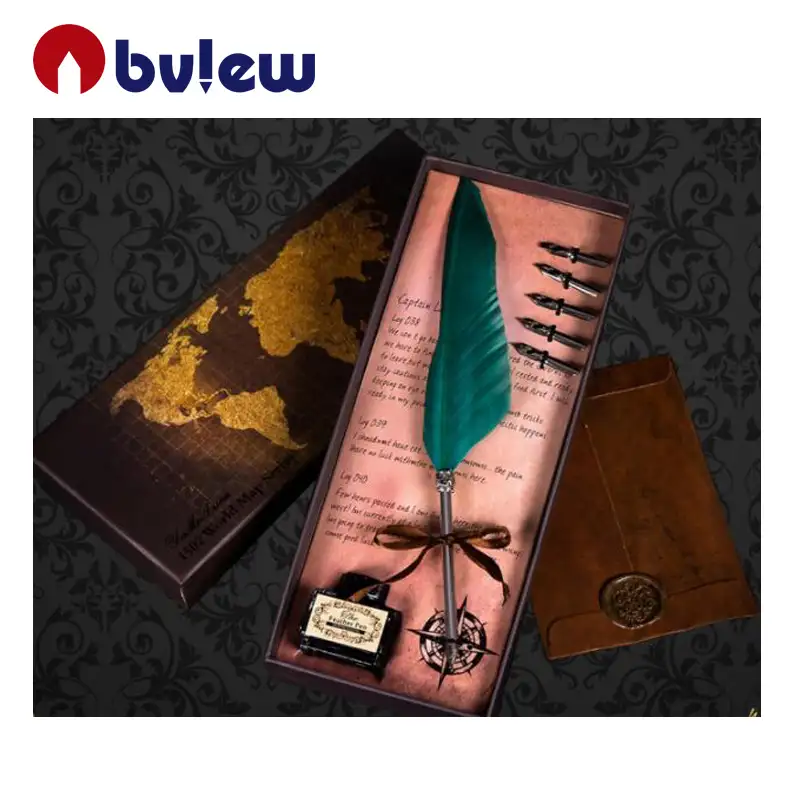 Bview Art-pluma de cobre antigua con tinta y puntas de acero, juego de regalo para dibujo, 12 colores
