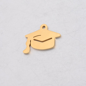 Pendentif en acier inoxydable pour la fabrication de bijoux, accessoires pour pendentif, chapeau de garçon, en forme de casquette, porte-bonheur, 16x29mm - Product Image 3