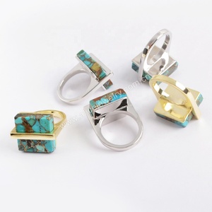 Wholesale Natural Gold Wire <strong>Turquoise</strong> <strong>Rings</strong> Gold <strong>Rings</strong> Design for Women - Product Image 2