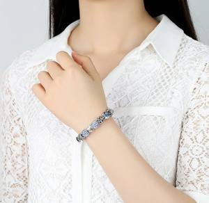 Pulsera de cuentas de cristal de alta calidad hecha a mano con patrón de flores joyería de aleación de moda con piedra de circón para aniversarios - Product Image 6