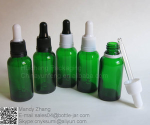 30 ML verre vert cosmétique bouteille d'huile avec dameur gouttes évidente - Product Image 3
