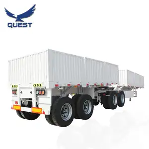 Quest 2 As Dubbele B Superlink Flat Deck Trailer Met Zijpaneel, 40T Super Link Semi Aanhanger