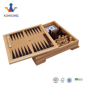 <strong>Wood</strong> Chess Board 5-in-1 Chess <strong>Backgammon</strong> Table <strong>Set</strong> - Product Image 2