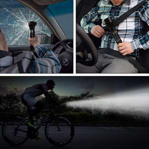 Marteau de sécurité solaire multifonction pour évacuation d'urgence de voiture Lampe torche COB LED haute puissance Banque rechargeable USB - Product Image 3