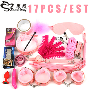 Lobo negro pezón máscara gag látigo esposas mujeres cuerda de sujeción para adultos sexo bdsm bondage cuero masculino kit - Product Image 1