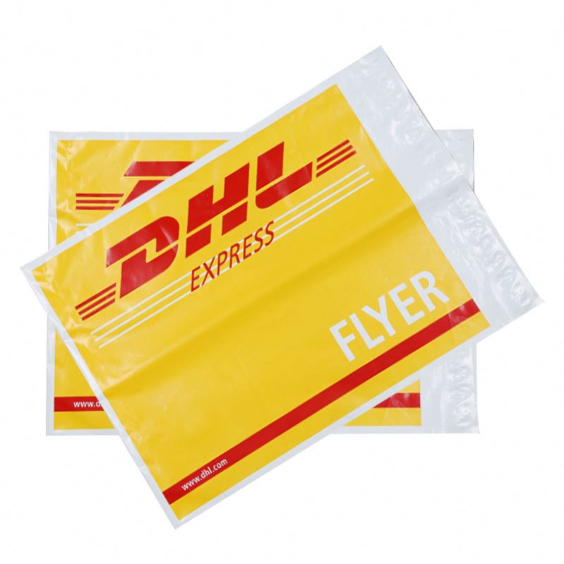 Hoge Kwaliteit Oem Aangepaste Sterke Zelfklevende Dhl Express Flyer Polymailer Gedrukt Gold Plastic Mailer Post Levering Zak