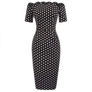 BP000742-2 Abito <span class=keywords><strong>Aderente</strong></span> Vintage a Tubino Bianco con Maniche Corte, Spalle Scoperte e Vita Avvolta in Cotone - Product Image 5