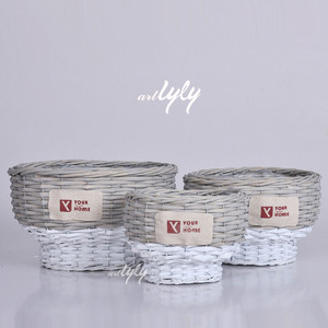 Cheap Wicker Rattan Willow Stackable Bread Strawberry Baguette Candy Chocolate Storage Basket Serving Food Tray Handles