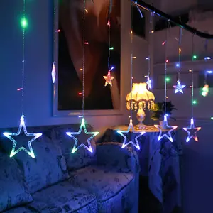 2.5 Mét 138 Led Curtain String Lights Cửa Hàng Nhà Máy Led Big Star Curtain Giáng Sinh Ánh Sáng Bán Buôn