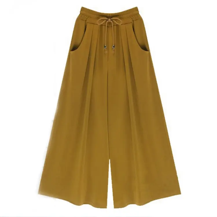 Benutzer definierte Großhandel Sommer Plus Size Frauen Casual Loose Harem Hosen Breites Bein Palazzo Culottes Stretch hose