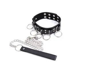 BDSM Leder halsband Traktion sseil Kette Leine Ring Stahl kette Rollenspiel Slave Bondage Halskette